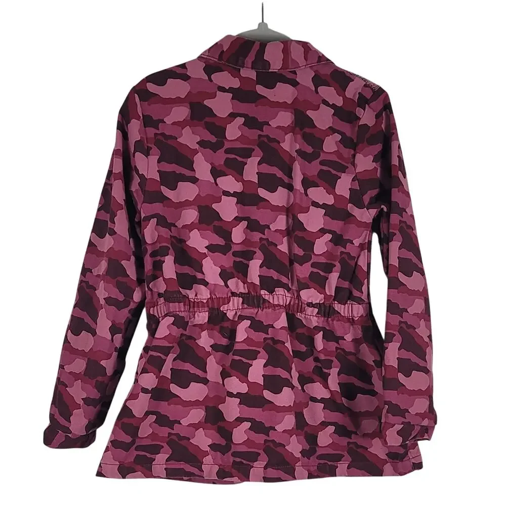 Little Lass Pink Camo Rose Bling Long Line Jacket Girls 6